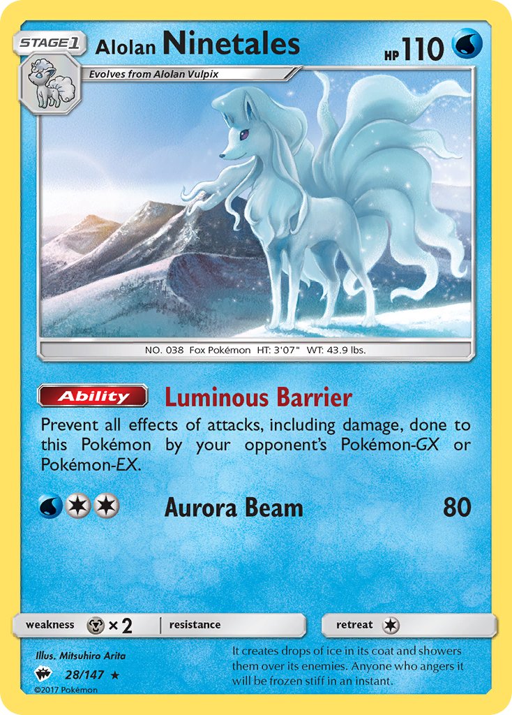 Alolan Ninetales (28/147) (Water Web Holo) (Theme Deck Exclusives) [Sun & Moon: Burning Shadows] | Nerdhalla Games