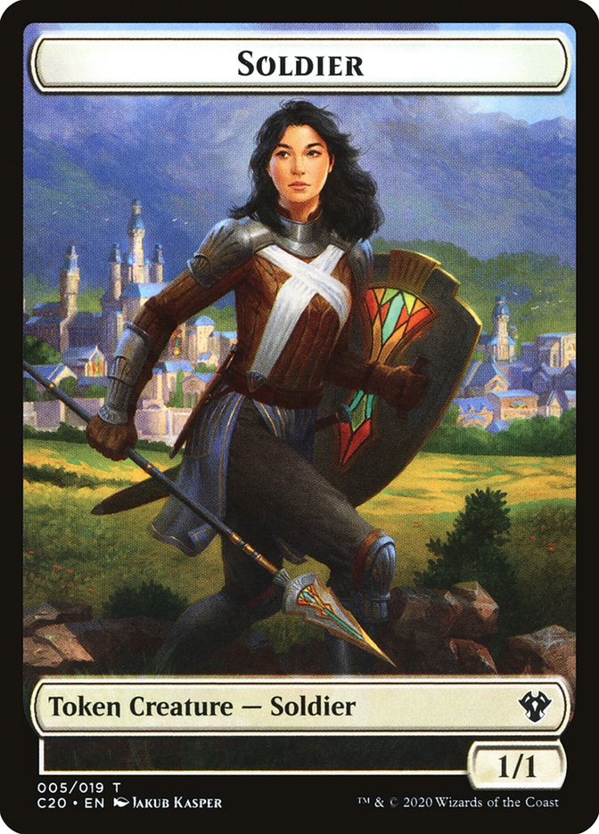 Human Soldier (005) // Drake Double-sided Token [Commander 2020 Tokens] | Nerdhalla Games