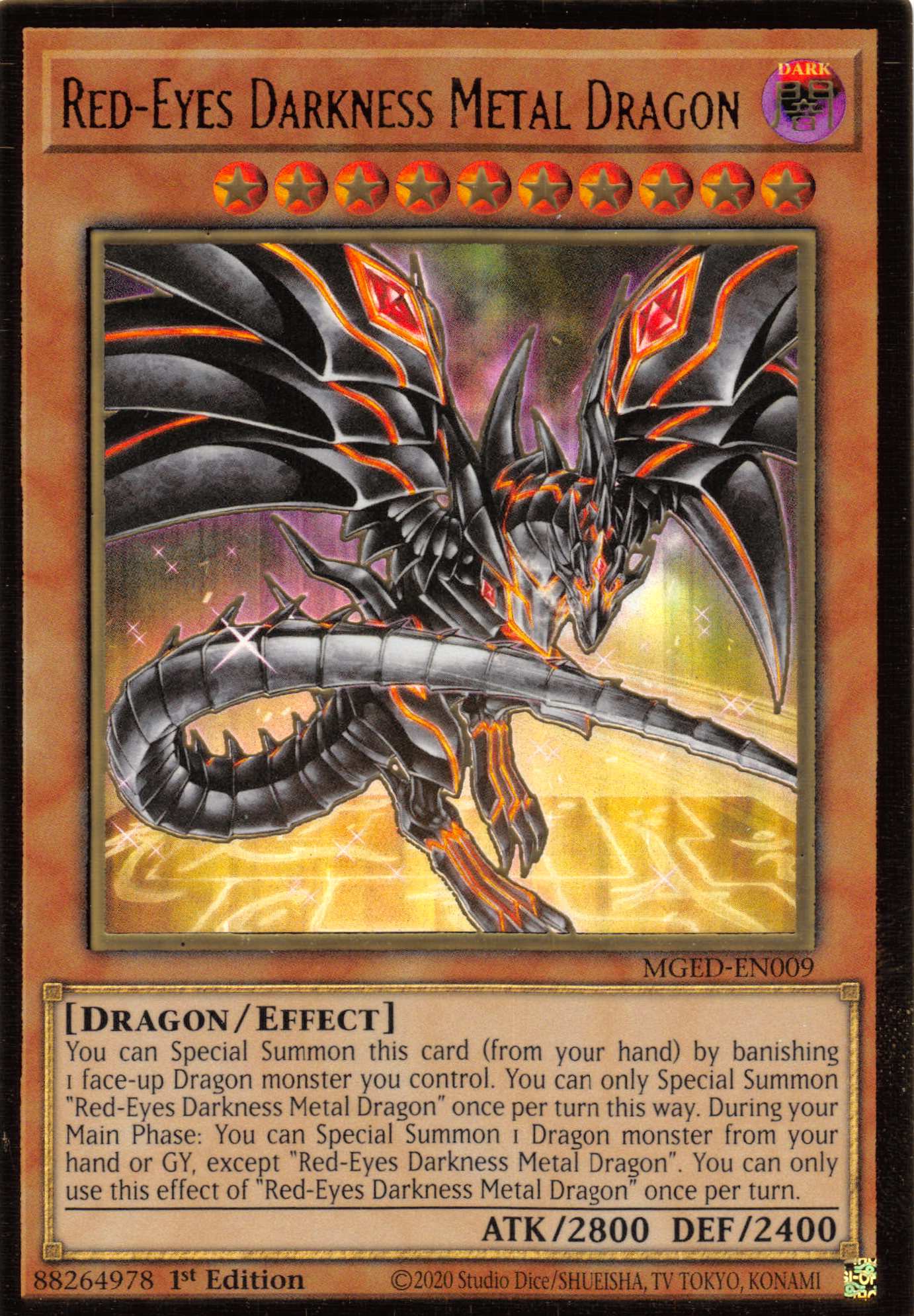 Red-Eyes Darkness Metal Dragon (Alternate Art) [MGED-EN009] Gold Rare | Nerdhalla Games