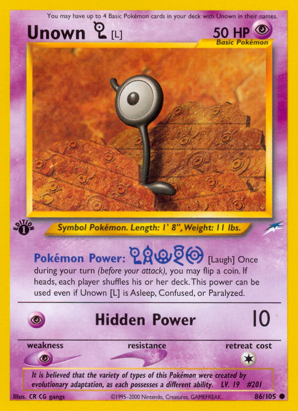 Unown [L] (86/105) [Neo Destiny 1st Edition] | Nerdhalla Games