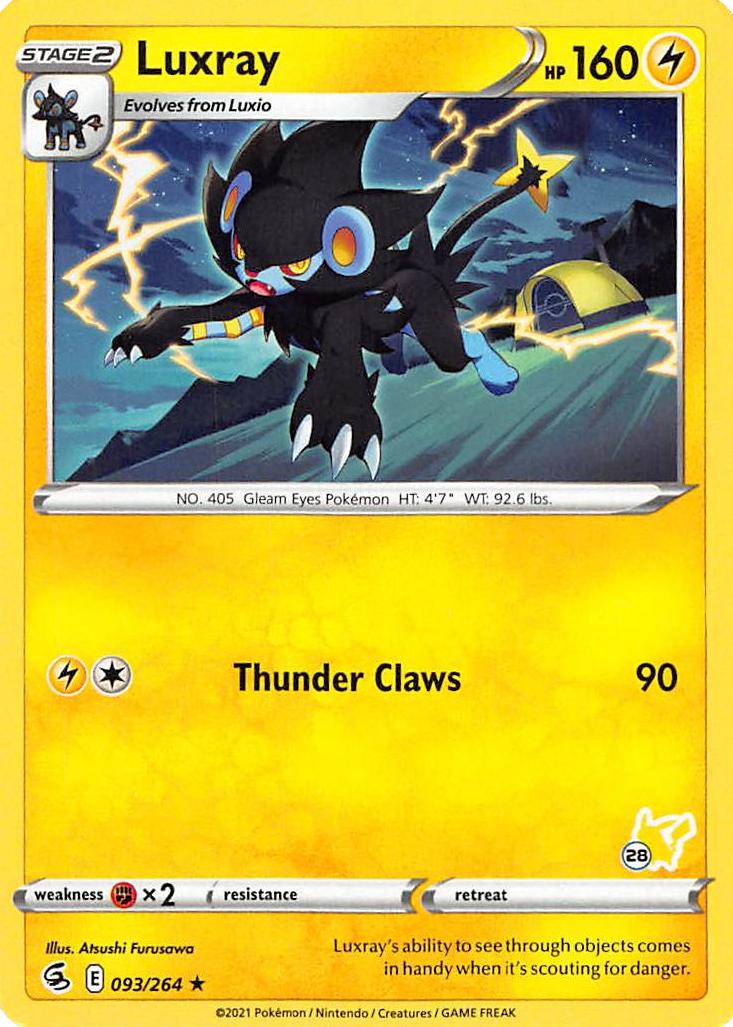 Luxray (093/264) (Pikachu Stamp #28) [Battle Academy 2022] | Nerdhalla Games