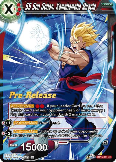 SS Son Gohan, Kamehameha Miracle (BT15-003) [Saiyan Showdown Prerelease Promos] | Nerdhalla Games