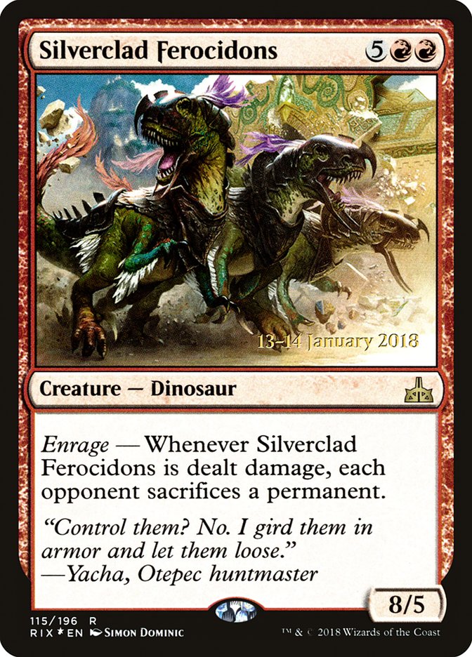 Silverclad Ferocidons [Rivals of Ixalan Prerelease Promos] | Nerdhalla Games