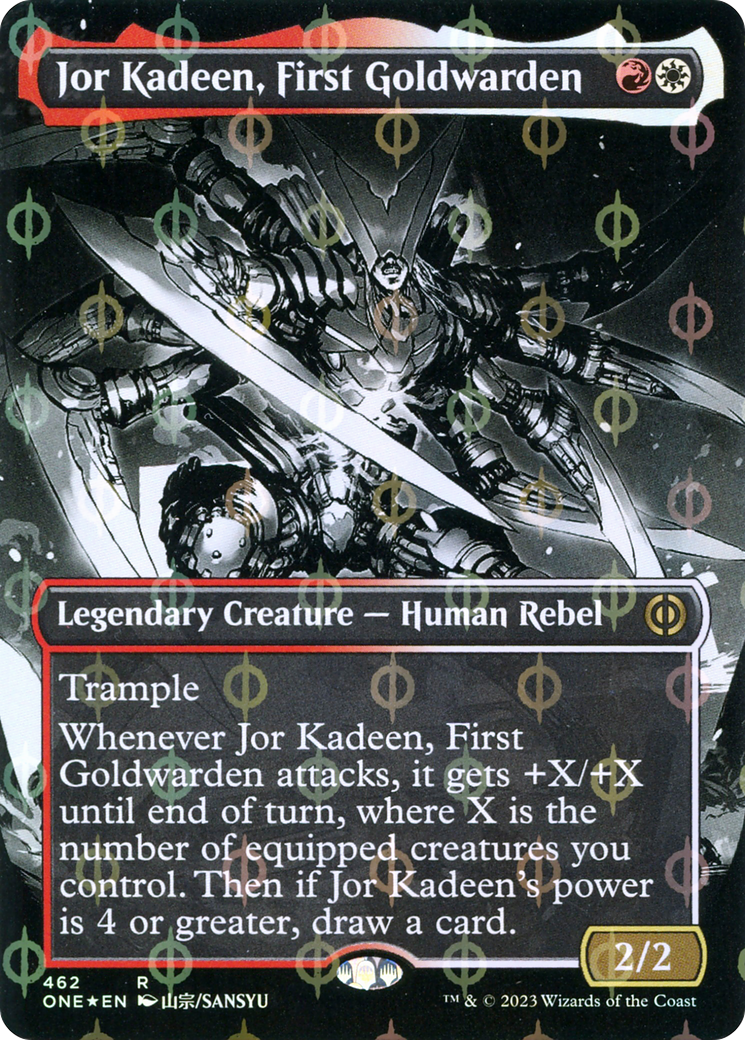 Jor Kadeen, First Goldwarden (Borderless Manga Step-and-Compleat Foil) [Phyrexia: All Will Be One] | Nerdhalla Games