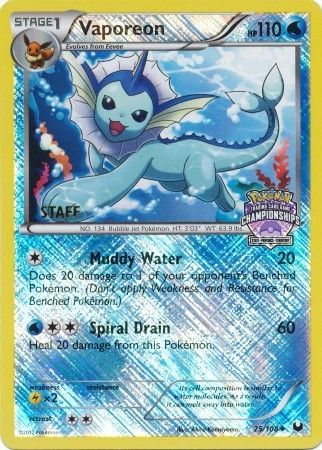 Vaporeon (25/108) (State Province Championship 2013 Promo Staff) [Black & White: Dark Explorers] | Nerdhalla Games