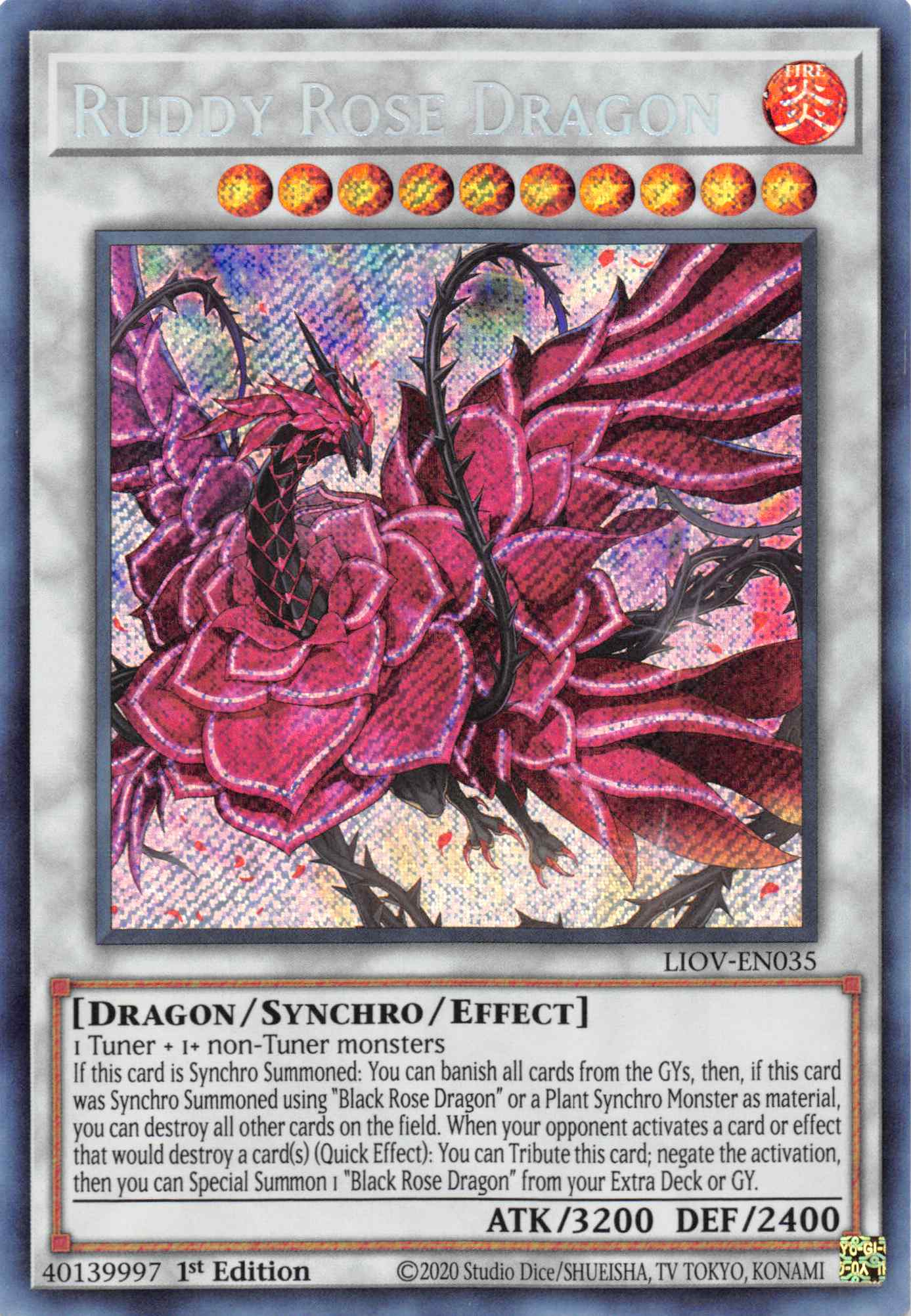 Ruddy Rose Dragon [LIOV-EN035] Secret Rare | Nerdhalla Games