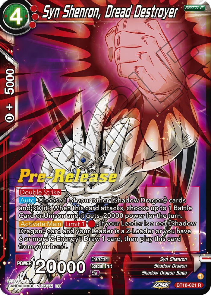 Syn Shenron, Dread Destroyer (BT18-021) [Dawn of the Z-Legends Prerelease Promos] | Nerdhalla Games