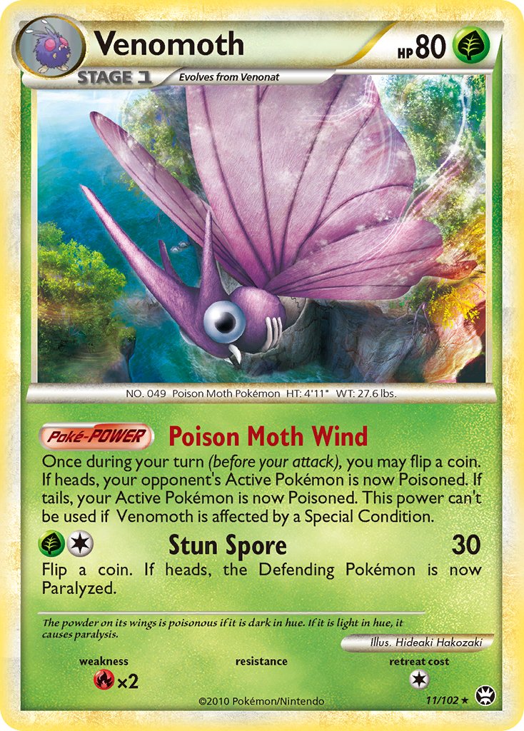 Venomoth (11/102) (Theme Deck Exclusive) [HeartGold & SoulSilver: Triumphant] | Nerdhalla Games