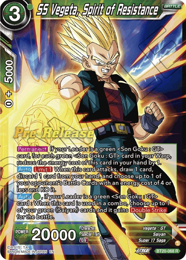 SS Vegeta, Spirit of Resistance (BT20-068) [Power Absorbed Prerelease Promos] | Nerdhalla Games