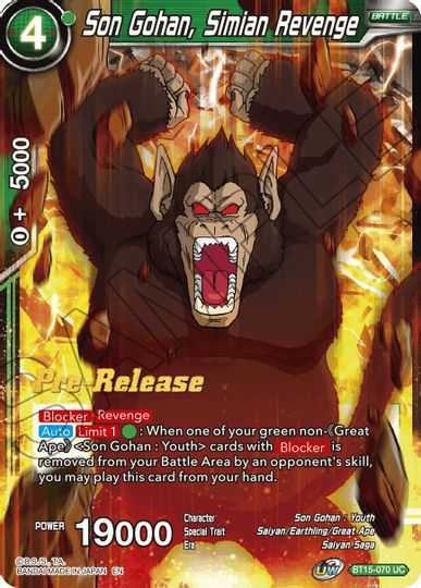 Son Gohan, Simian Revenge (BT15-070) [Saiyan Showdown Prerelease Promos] | Nerdhalla Games