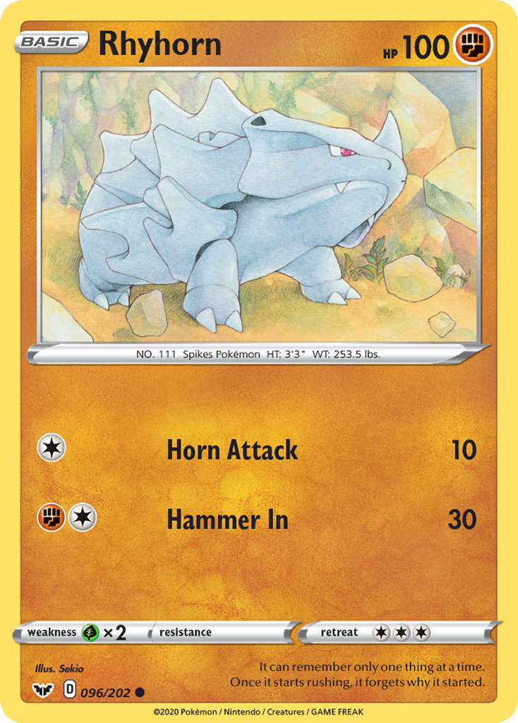 Rhyhorn (096/202) [Sword & Shield: Base Set] | Nerdhalla Games