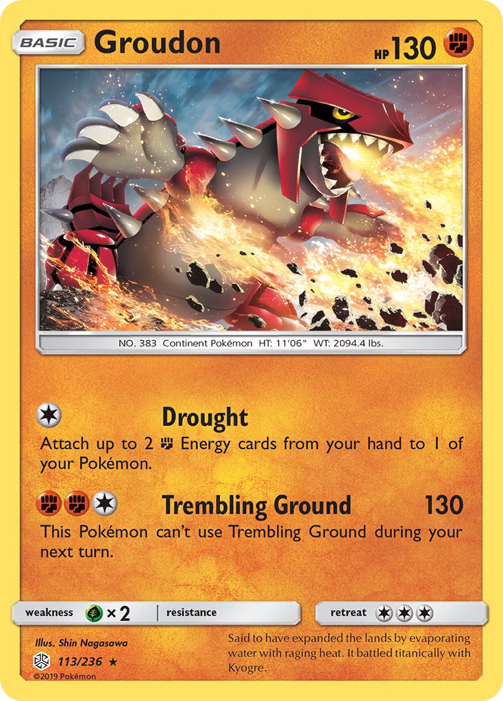 Groudon (113/236) (Cracked Ice Holo) (Theme Deck Exclusive) [Sun & Moon: Cosmic Eclipse] | Nerdhalla Games