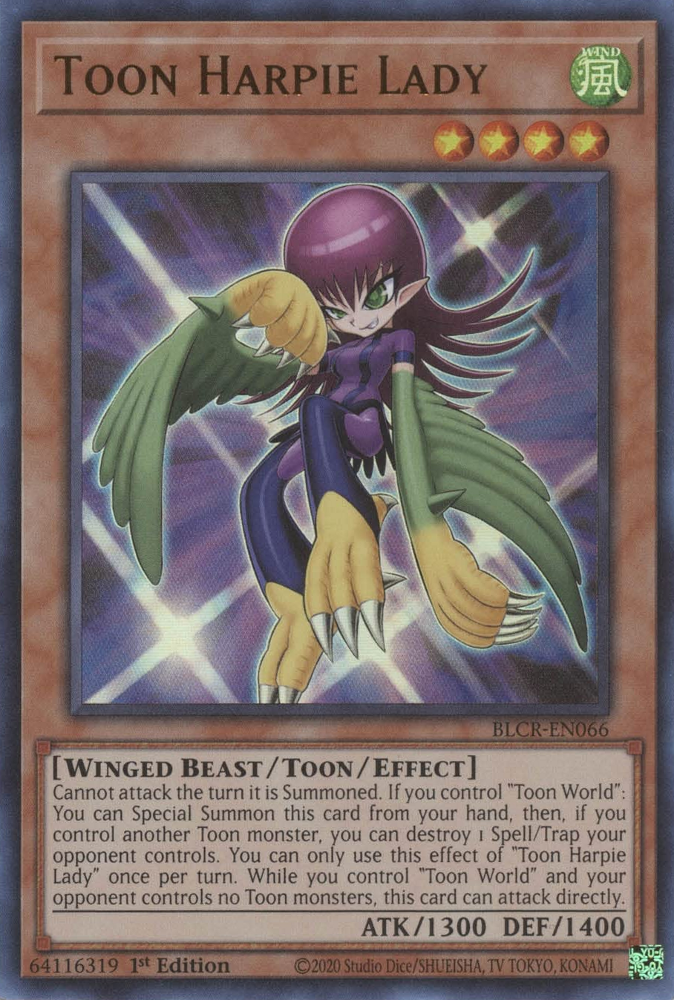 Toon Harpie Lady [BLCR-EN066] Ultra Rare | Nerdhalla Games