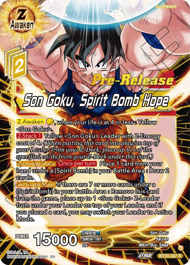 Son Goku, Spirit Bomb Hope (BT20-087) [Power Absorbed Prerelease Promos] | Nerdhalla Games