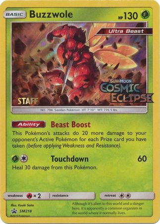 Buzzwole (SM218) (Staff Prerelease Promo) [Sun & Moon: Black Star Promos] | Nerdhalla Games