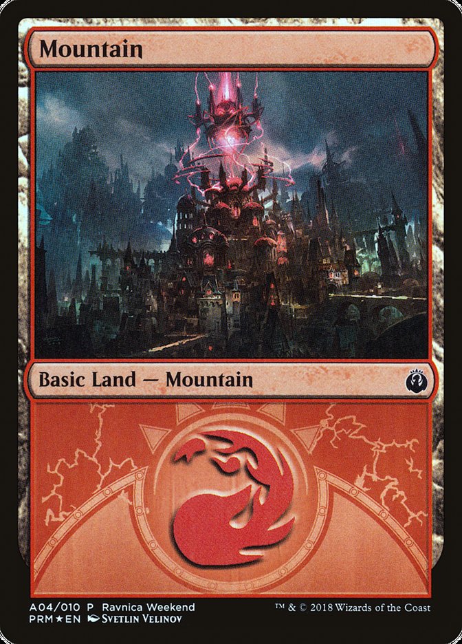 Mountain (A04) [Guilds of Ravnica Ravnica Weekend] | Nerdhalla Games