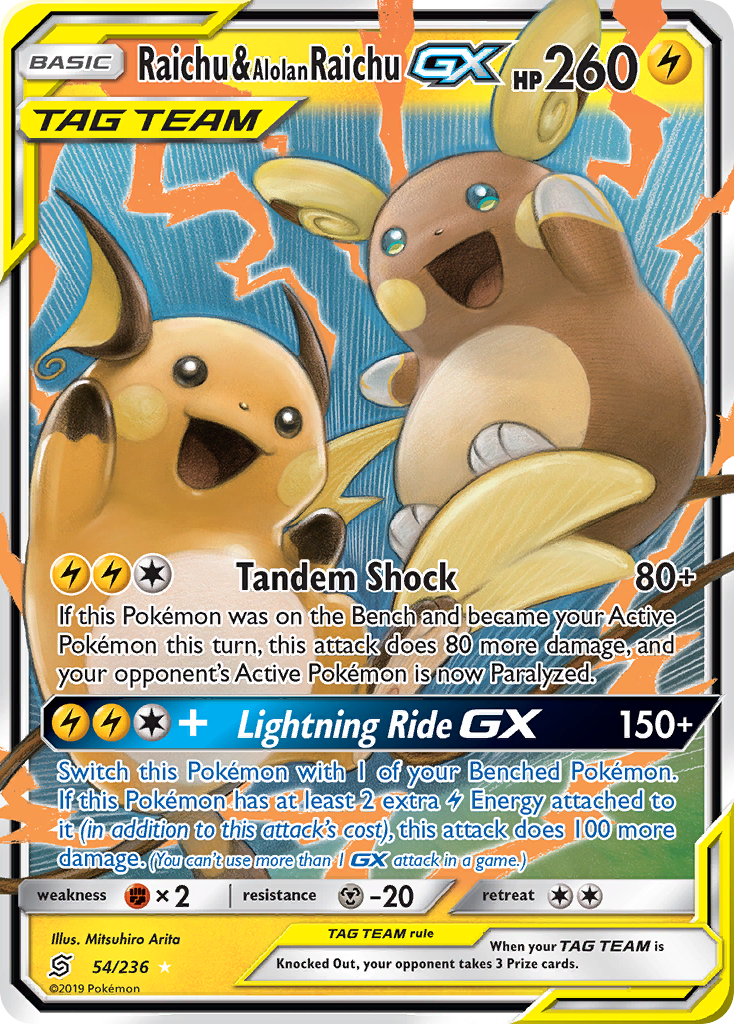 Raichu & Alolan Raichu GX (54/236) [Sun & Moon: Unified Minds] | Nerdhalla Games