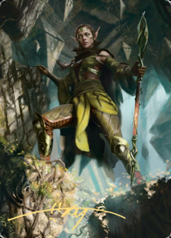 Nissa of Shadowed Boughs 1 Art Card (Gold-Stamped Signature) [Zendikar Rising Art Series] | Nerdhalla Games