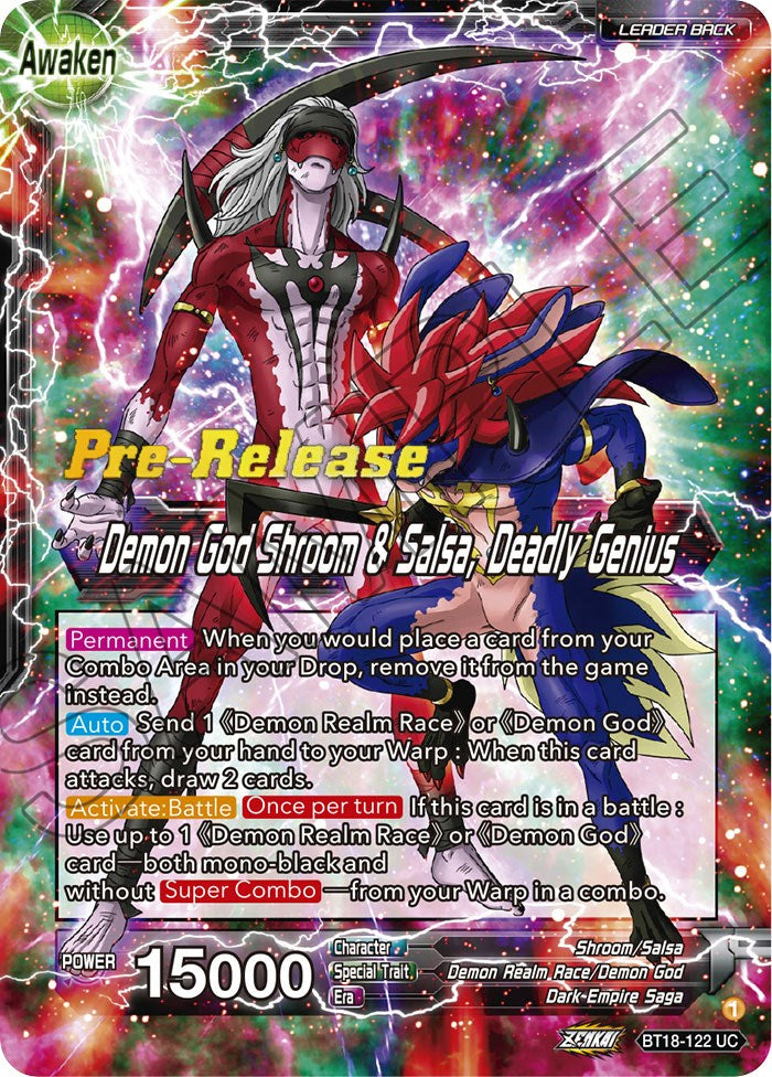 Shroom & Salsa // Demon God Shroom & Salsa, Deadly Genius (BT18-122) [Dawn of the Z-Legends Prerelease Promos] | Nerdhalla Games