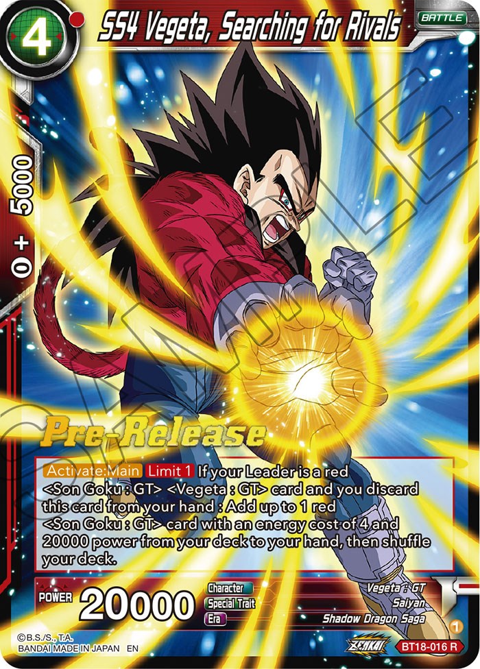 SS4 Vegeta, Searching for Rivals (BT18-016) [Dawn of the Z-Legends Prerelease Promos] | Nerdhalla Games