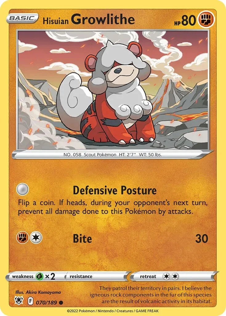 Hisuian Growlithe (070/189) (Theme Deck Exclusive) [Sword & Shield: Astral Radiance] | Nerdhalla Games