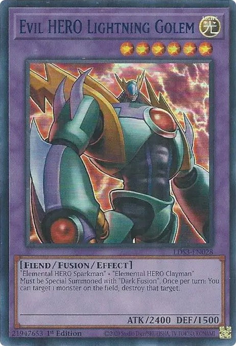 Evil HERO Lightning Golem (Blue) [LDS3-EN028] Ultra Rare | Nerdhalla Games