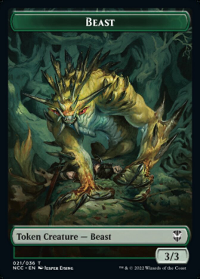 Beast // Saproling Double-sided Token [Streets of New Capenna Commander Tokens] | Nerdhalla Games