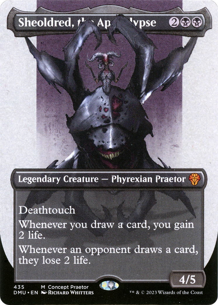 Sheoldred, the Apocalypse (Borderless Concept Praetors) [Phyrexia: All Will Be One] | Nerdhalla Games