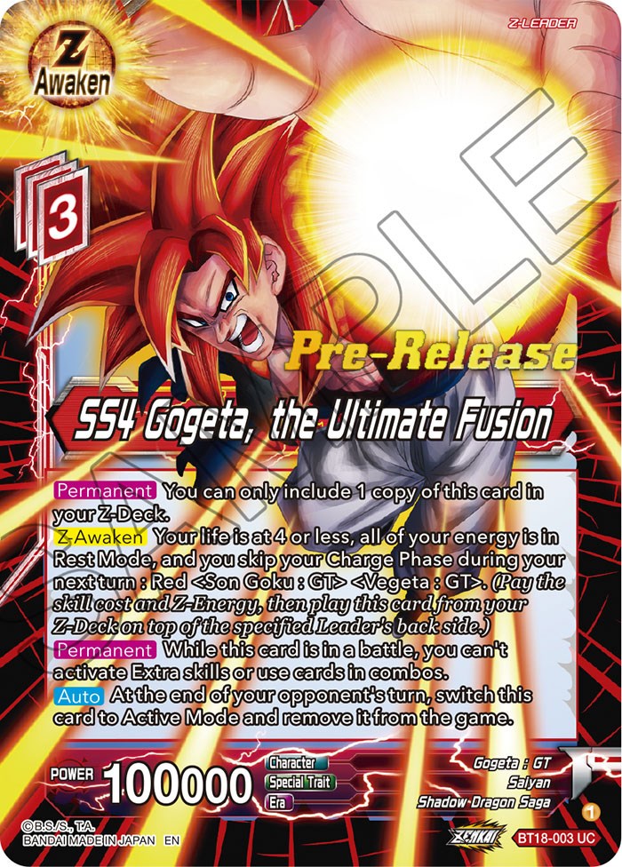 SS4 Gogeta, the Ultimate Fusion (BT18-003) [Dawn of the Z-Legends Prerelease Promos] | Nerdhalla Games