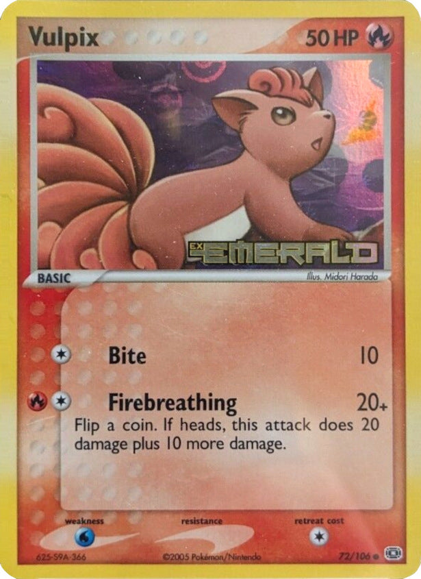 Vulpix (72/106) (Stamped) [EX: Emerald] | Nerdhalla Games