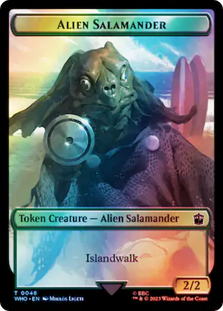 Dalek // Alien Salamander Double-Sided Token (Surge Foil) [Doctor Who Tokens] | Nerdhalla Games