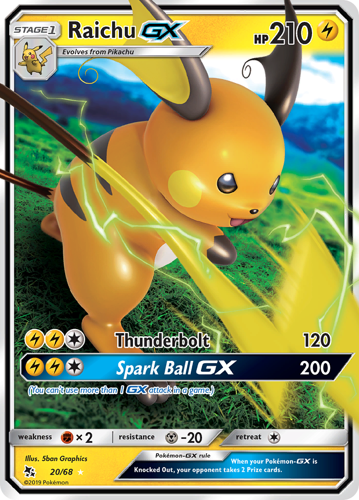 Raichu GX (20/68) [Sun & Moon: Hidden Fates] | Nerdhalla Games