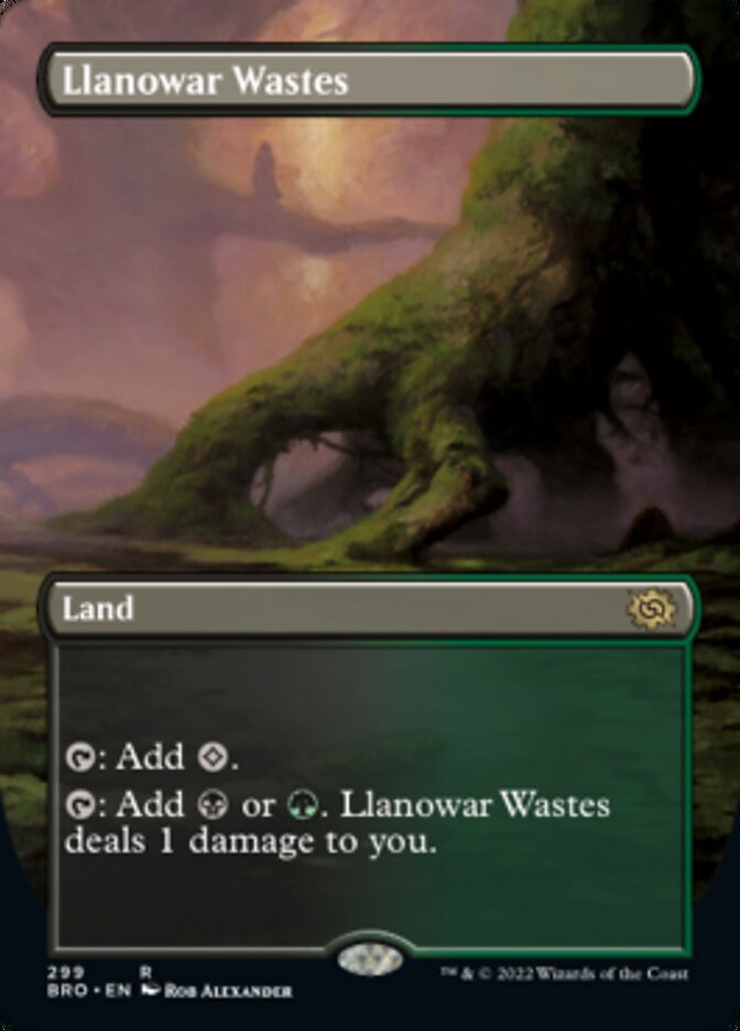 Llanowar Wastes (Borderless Alternate Art) [The Brothers' War] | Nerdhalla Games