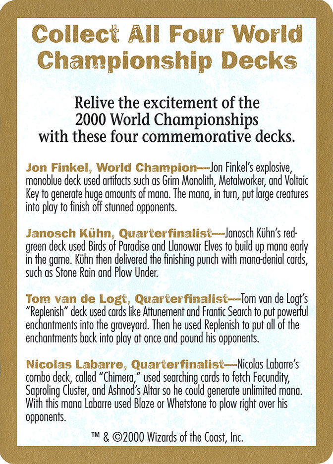 2000 World Championships Ad [World Championship Decks 2000] | Nerdhalla Games