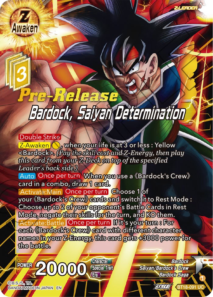 Bardock, Saiyan Determination (BT18-091) [Dawn of the Z-Legends Prerelease Promos] | Nerdhalla Games