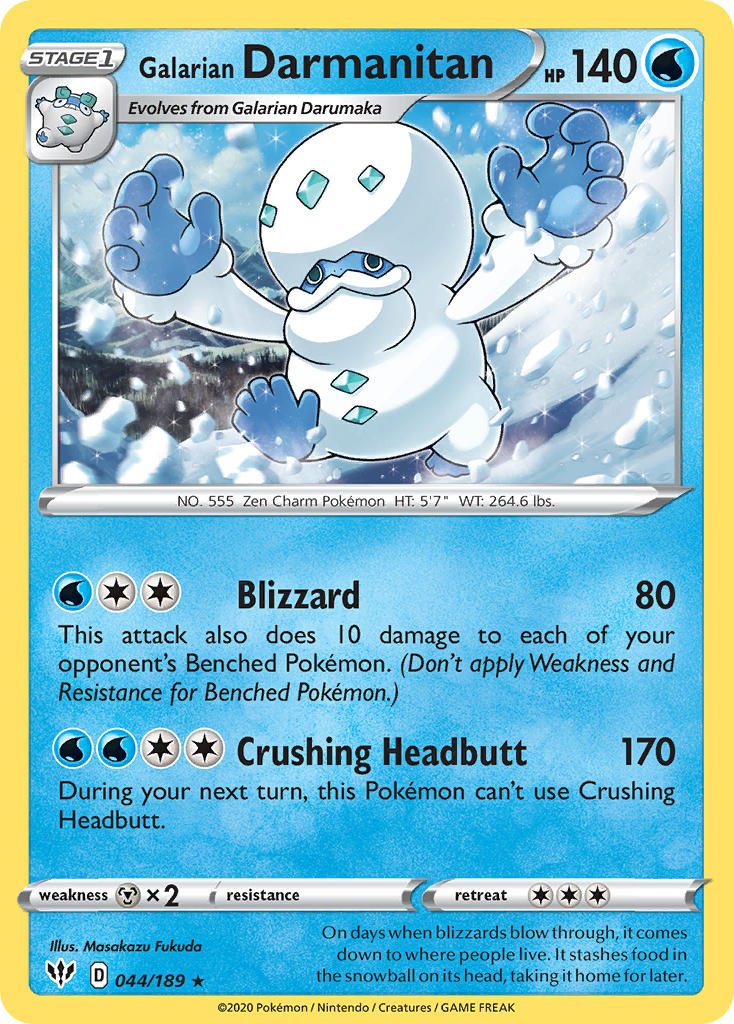 Galarian Darmanitan (044/189) (Cracked Ice Holo) (Theme Deck Exclusive) [Sword & Shield: Darkness Ablaze] | Nerdhalla Games