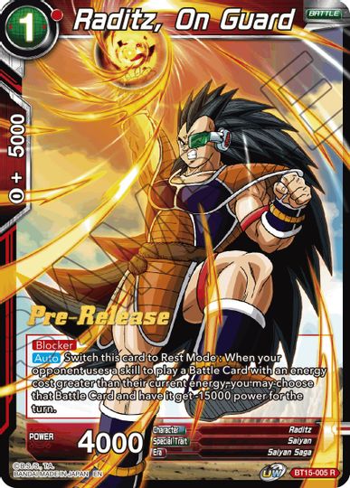 Raditz, On Guard (BT15-005) [Saiyan Showdown Prerelease Promos] | Nerdhalla Games