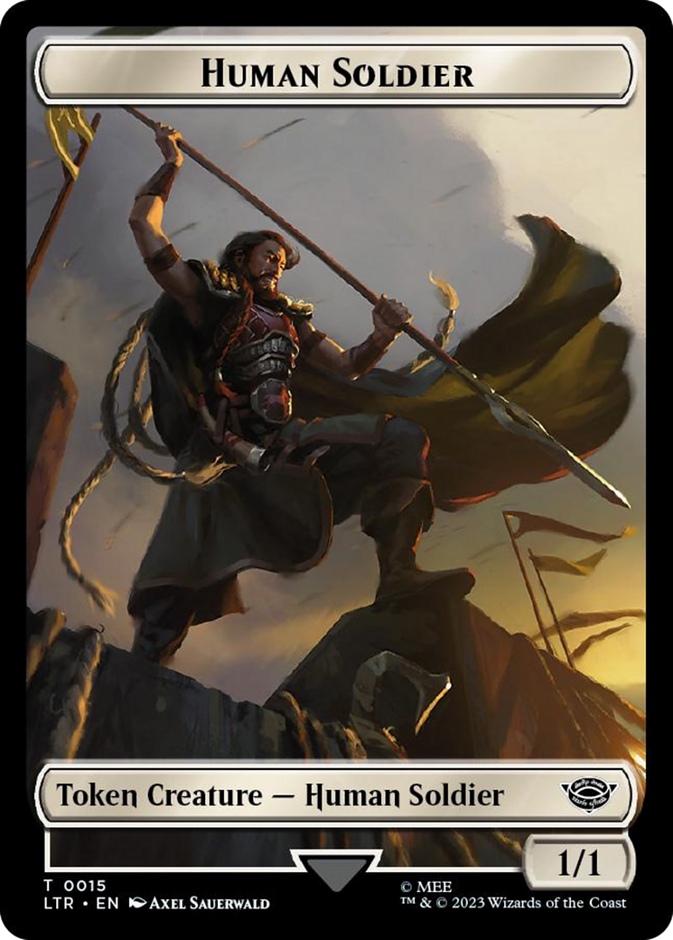 Human Soldier (0015) // Food (0023) Double-Sided Token (Surge Foil) [The Lord of the Rings: Tales of Middle-Earth Tokens] | Nerdhalla Games