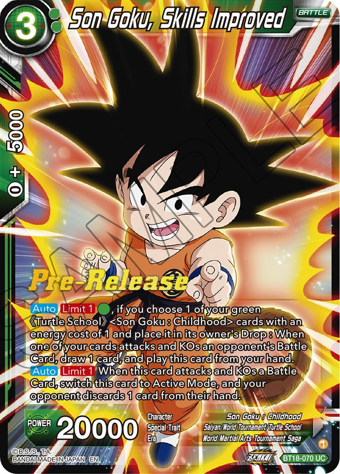 Son Goku, Skills Improved (BT18-070) [Dawn of the Z-Legends Prerelease Promos] | Nerdhalla Games