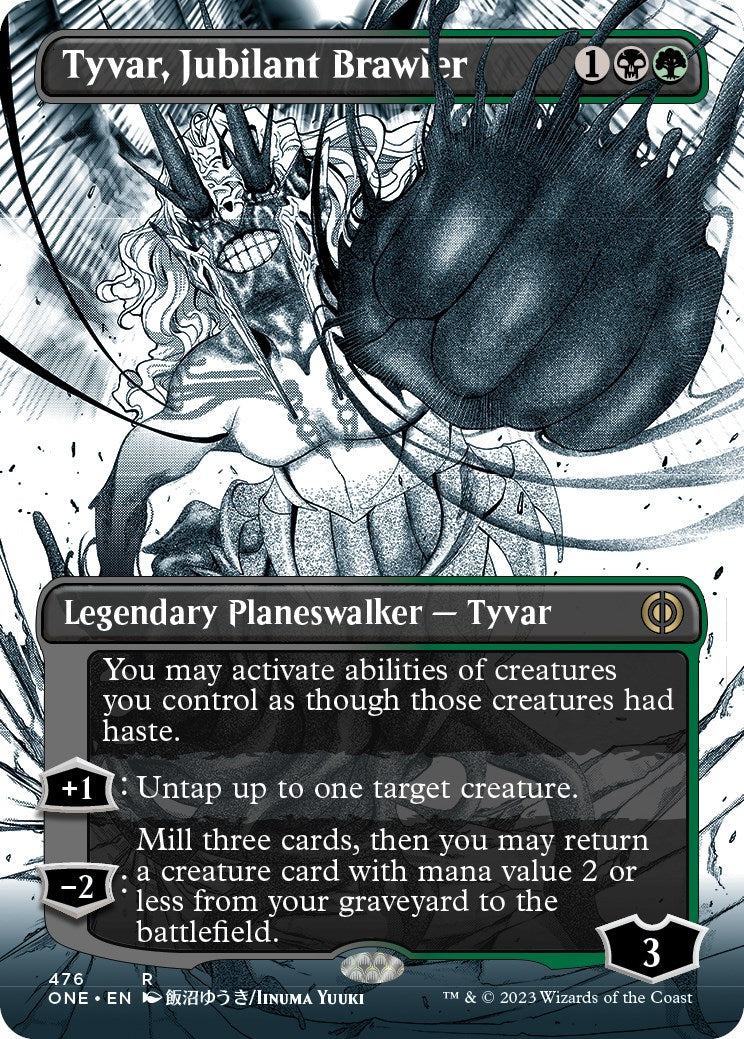 Tyvar, Jubilant Brawler (Borderless Manga Step-and-Compleat Foil) [Phyrexia: All Will Be One] | Nerdhalla Games