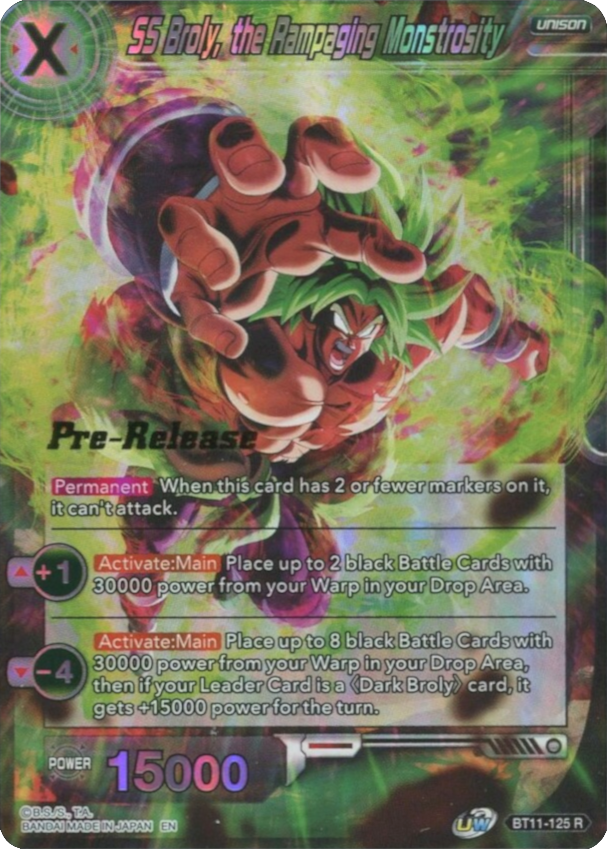 SS Broly, the Rampaging Monstrosity (BT11-125) [Vermilion Bloodline Prerelease Promos] | Nerdhalla Games