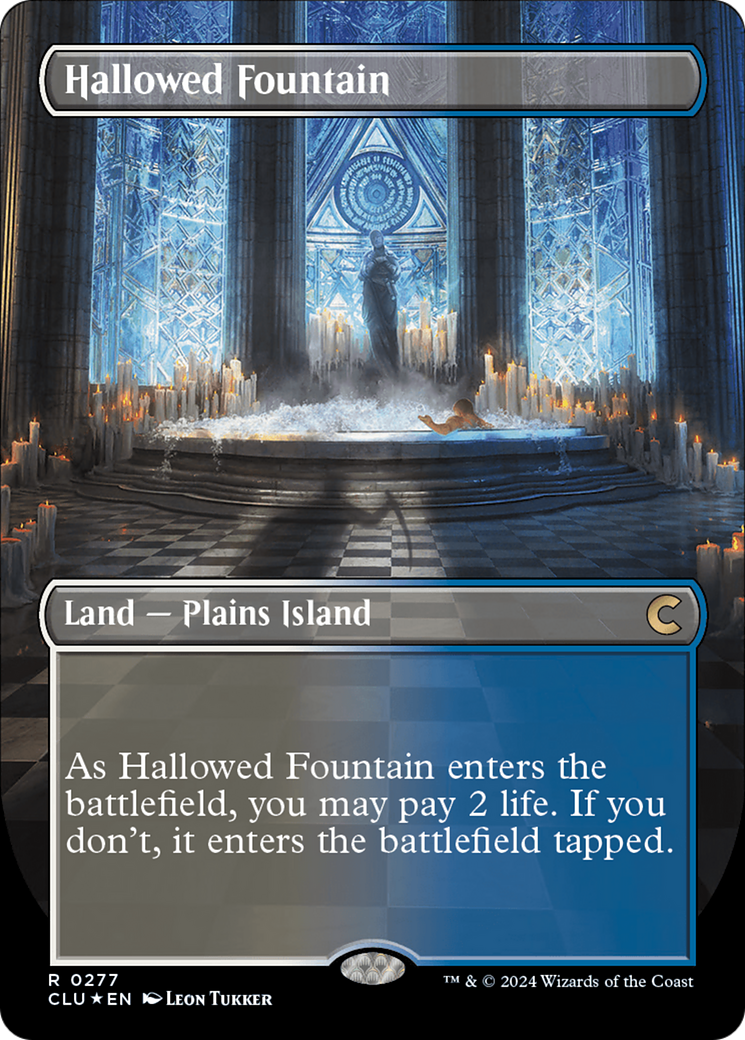 Hallowed Fountain (Borderless) [Ravnica: Clue Edition] | Nerdhalla Games