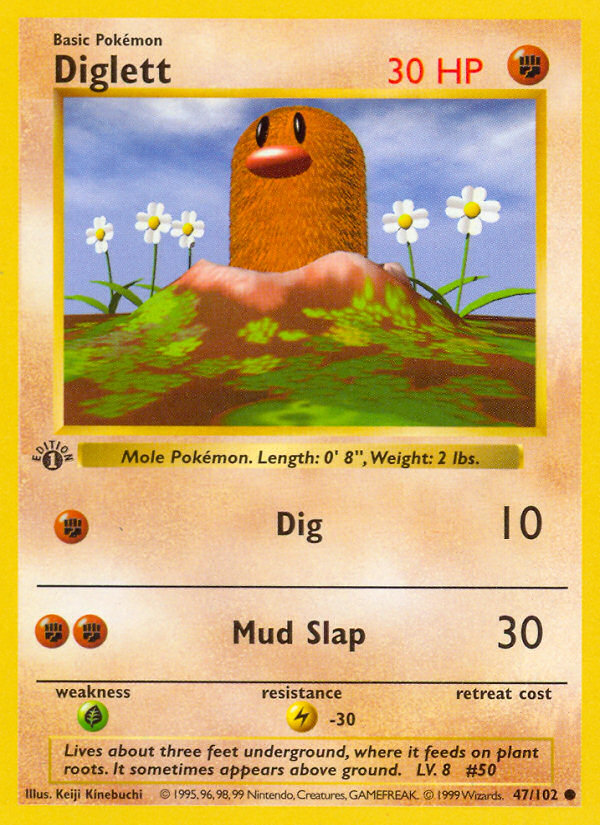 Diglett (47/102) (Shadowless) [Base Set 1st Edition] | Nerdhalla Games