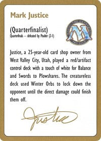 1996 Mark Justice Biography Card [World Championship Decks] | Nerdhalla Games