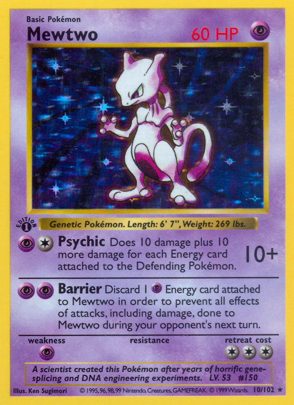 Mewtwo (10/102) (Shadowless) [Base Set 1st Edition] | Nerdhalla Games