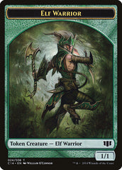 Elephant // Elf Warrior Double-sided Token [Commander 2014 Tokens] | Nerdhalla Games