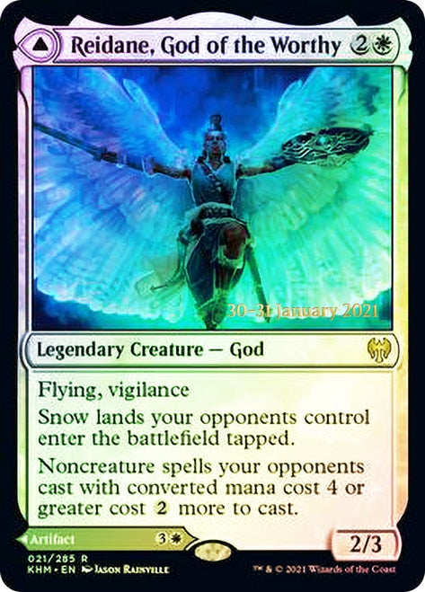 Reidane, God of the Worthy // Valkmira, Protector's Shield  [Kaldheim Prerelease Promos] | Nerdhalla Games