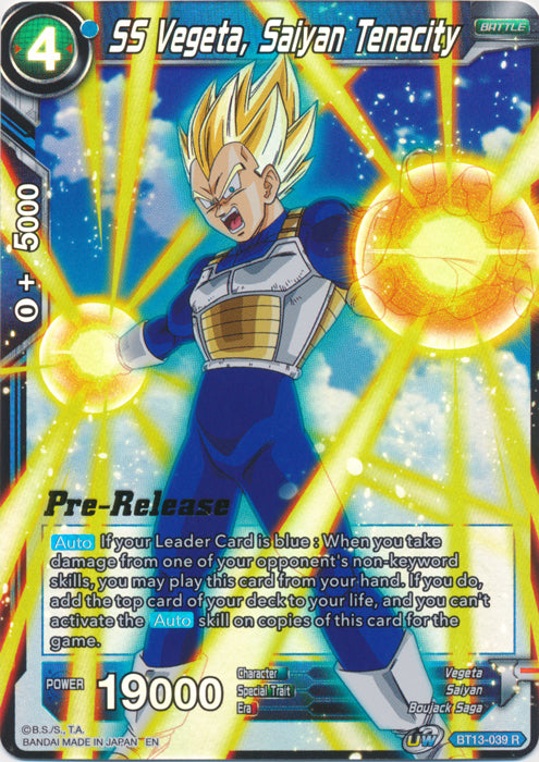 SS Vegeta, Saiyan Tenacity (BT13-039) [Supreme Rivalry Prerelease Promos] | Nerdhalla Games