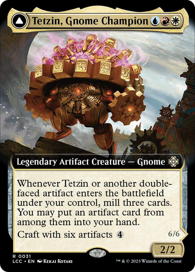 Tetzin, Gnome Champion // The Golden-Gear Colossus (Extended Art) [The Lost Caverns of Ixalan Commander] | Nerdhalla Games