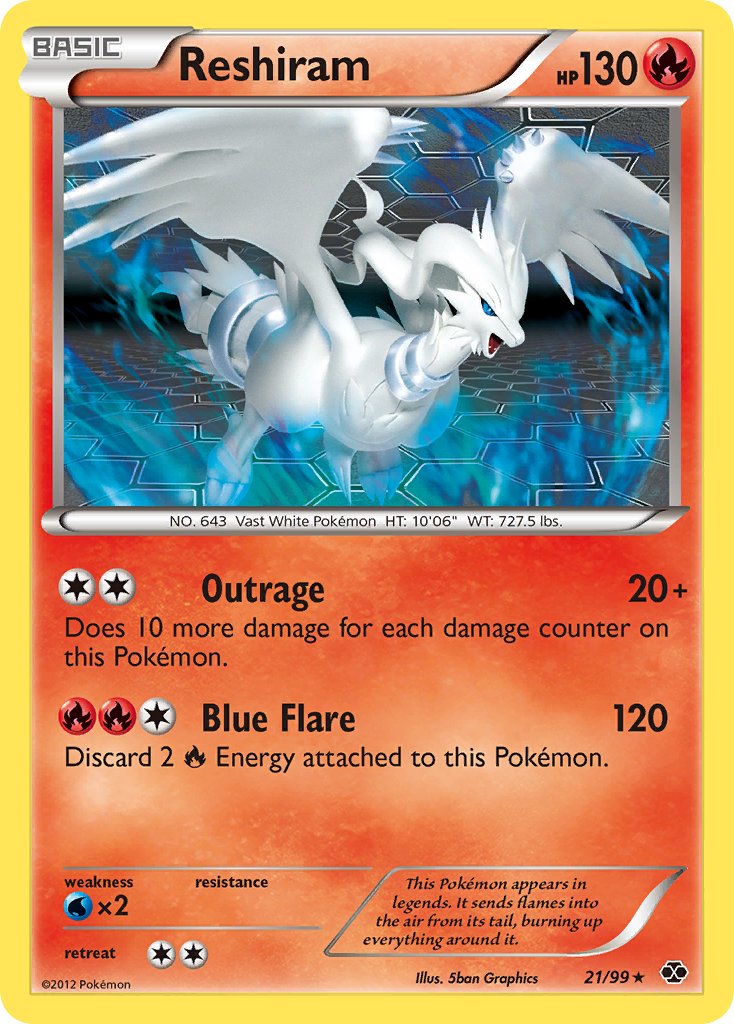 Reshiram (21/99) (Theme Deck Exclusive) [Black & White: Next Destinies] | Nerdhalla Games